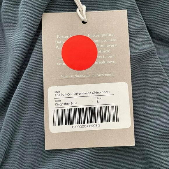 NWT‎ Everlane The Pull-On Performance Chino Short Small Kingfisher Blue Mens - Picture 3 of 9